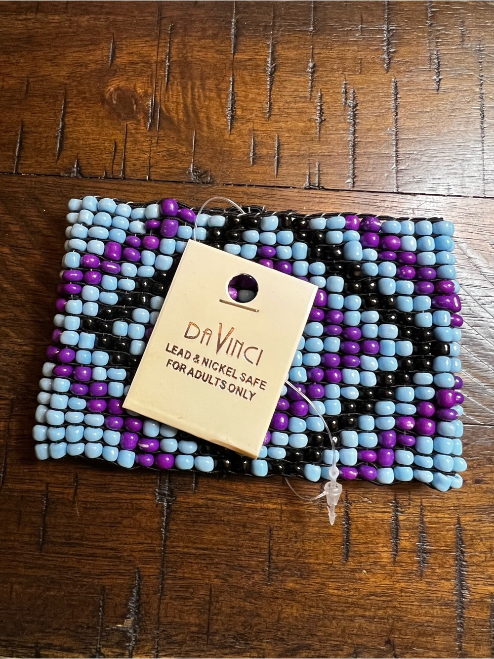 DaVinci Beaded Bracelet in Light Blue, Purple & Black